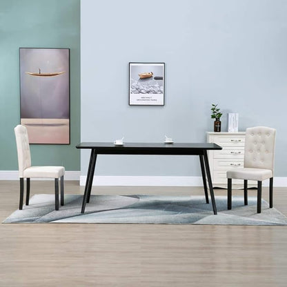 Cream Tufted Dining Chairs Set of 2 Modern Farmhouse Kitchen Furniture Solid Rubber Wood Frame Matte Finish 18.1" Leg 15.7" Seat Depth for Dining Room Living Room Corridor Bedroom