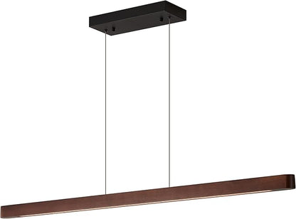 39" Wood Linear Pendant Light Fixtures, Modern 24W LED Dimmable Pendant Lights Kitchen Island, Wood Linear Hanging Chandelier for Dining Room, Kitchen Island, Bar, Pool Table-Walnut