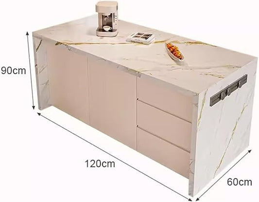 Storage Shelf Island Dining Table Bar Counter Kitchen Multifunctional Operation Table Storage Shelf Rack