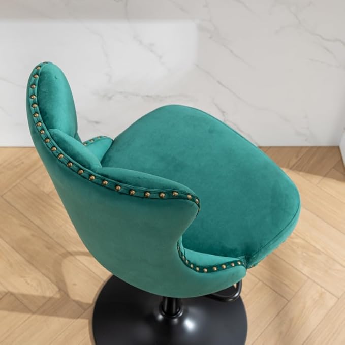 17.7 inch Base, Modern Upholstered Bar Stools with Backs Comfortable Tufted for Home Pub and Kitchen Island,Gray,Set of 2 (Green + Velvet + Foam-1)