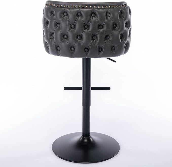 Furniture,Swivel Adjusatble Seat Height, Modern PU Upholstered Bar Stools with The Whole Back Tufted, for Home Pub and Kitchen Island（Dark Gray, Set of 2）
