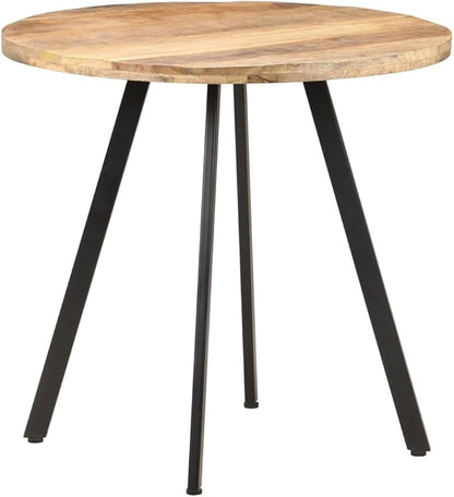 Round Dining Table Natural Mango Wood Small Kitchen Table with Industrial Powder-Coated Iron Legs for Compact Dining Rooms Seats 4 Indoor Furniture
