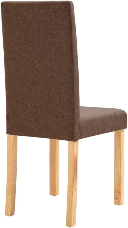 Dining Chairs Set of 4 Brown Fabric Upholstered with Solid Rubber Wood Legs for Modern Kitchen Dining Room and Living Room