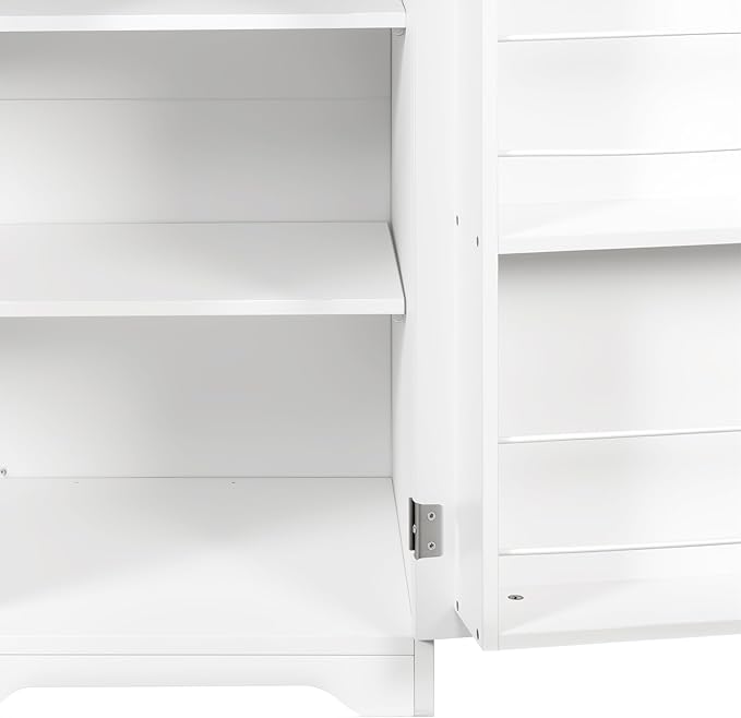KEIKI Laundry Cabinet with Doors and shelf, Tilt-Out Laundry Hamper, Freestanding Style, Adjustable Shelf, Accent Table for Bathrooms Laundry Room Kitchen, White, (Style D)