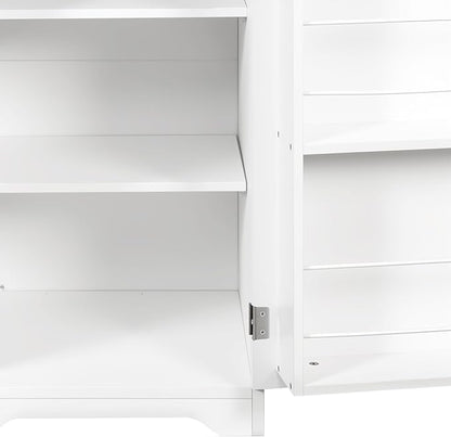 KEIKI Laundry Cabinet with Doors and shelf, Tilt-Out Laundry Hamper, Freestanding Style, Adjustable Shelf, Accent Table for Bathrooms Laundry Room Kitchen, White, (Style D)
