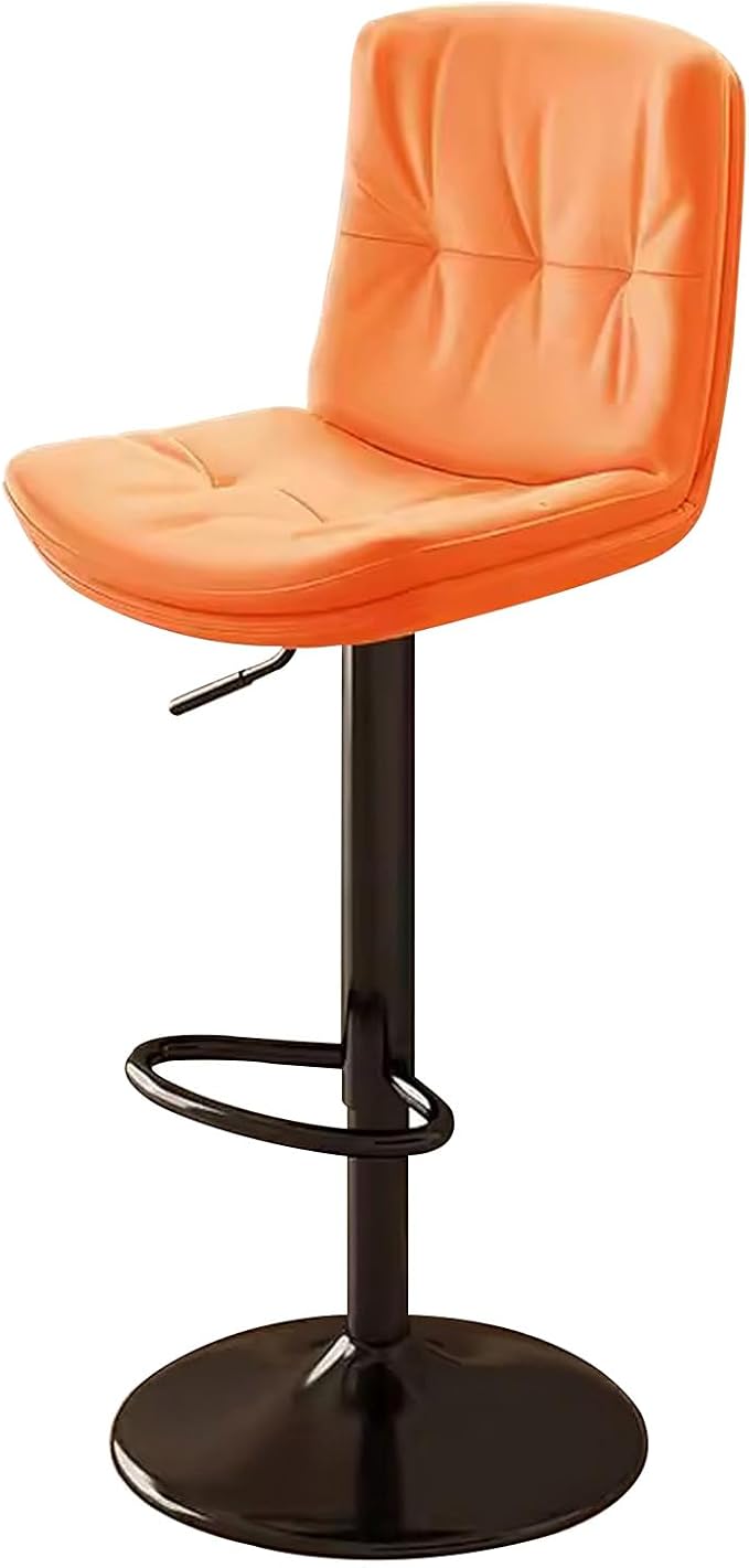 Counter Height s with Back, Faux Leather Adjustable Chairs for Kitchen Island,Orange-Black Leg