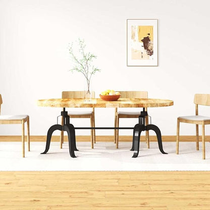 Dining Table Solid Mango Wood Oval Brown Lacquered 35.4 x 70.9 x 30.3 in Seating 6 Kitchen & Dining Room Industrial Modern Design Extendable Long Surface for Living Spaces