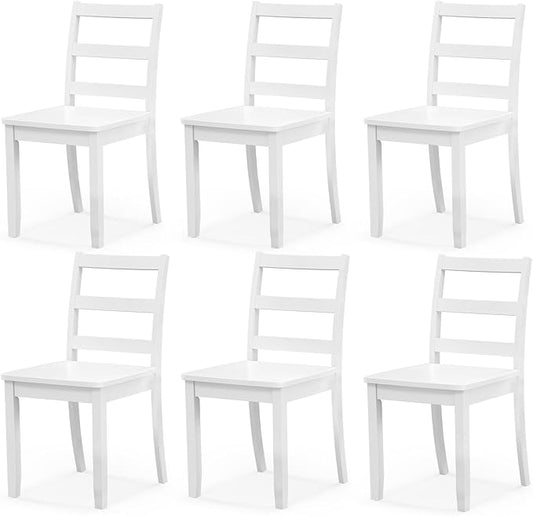NAFORT Wood Dining Chairs Set of 6, High Ladder Back Kitchen Side Chair with Solid Rubber Wood Legs, Max Load of 400 Lbs, Modern Restaurant Chairs for Kitchen and Dining, Home Workspace