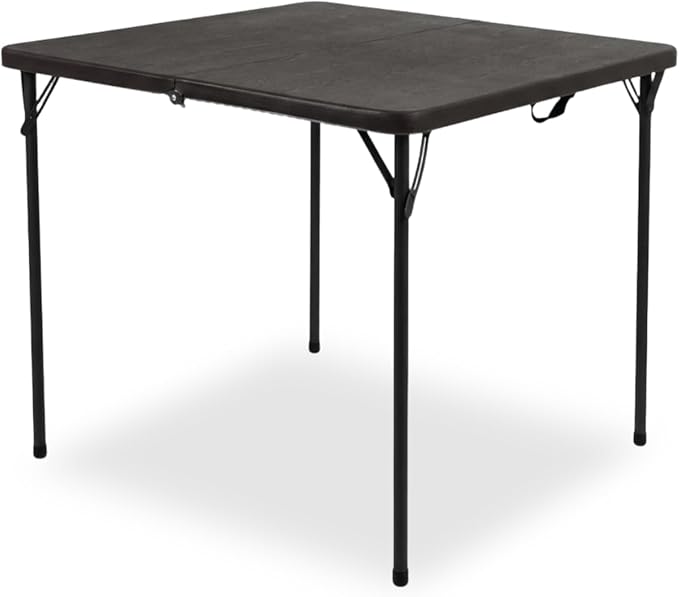 34" Square Folding Table for 4 Person, 330lbs Weight Capacity Foldable Table with HDPE Tabletop & Heavy-Duty Steel Legs, Portable Picnic Table for Indoor Outdoor Parties, Camping, Coffee Woodgrain