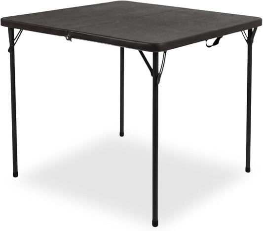 34" Square Folding Table for 4 Person, 330lbs Weight Capacity Foldable Table with HDPE Tabletop & Heavy-Duty Steel Legs, Portable Picnic Table for Indoor Outdoor Parties, Camping, Coffee Woodgrain