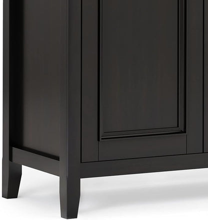 SIMPLIHOME Amherst Storage Cabinet - 66 inch Wide Solid Wood 4-Shelf Sideboard Cabinet in Hickory Brown, Transitional Buffet for Living Room or Dining Room with 4 Doors and Adjustable Shelves