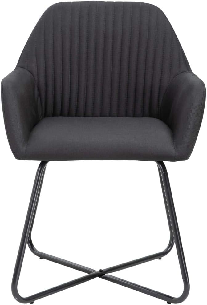 Black Dining Chair Set of 2 Modern Accent Seats with Powder-Coated Steel Frame 9.4 x 9.4 x 13 in No-Assembly Comfortable Upholstered Fabric for Kitchen Dining or Living Room