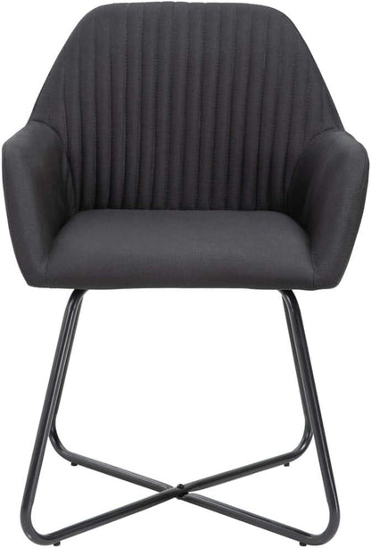 Black Dining Chair Set of 2 Modern Accent Seats with Powder-Coated Steel Frame 9.4 x 9.4 x 13 in No-Assembly Comfortable Upholstered Fabric for Kitchen Dining or Living Room