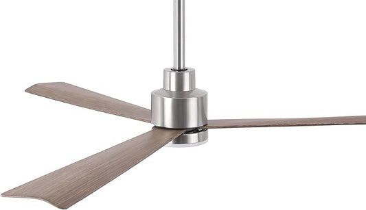 52" Nickel Ceiling Fan with Light and Remote, Modern 3-Blade DC Motor Ceiling Fan, Quiet Reversible Airflow, 6-Speed LED, Use for Bedroom Living Room Kitchen Indoor Use