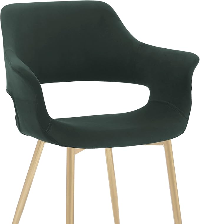 Armen Living Gigi Green Velvet Dining Room Chair with Gold Metal Legs - Set of 2