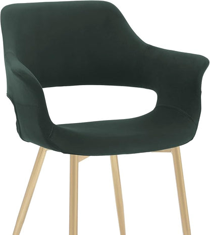 Armen Living Gigi Green Velvet Dining Room Chair with Gold Metal Legs - Set of 2