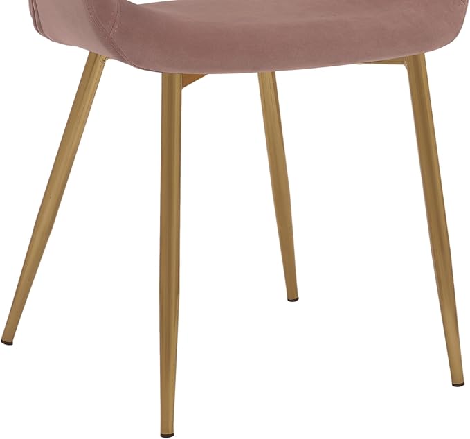 Armen Living Gigi Pink Velvet Dining Room Chair with Gold Metal Legs - Set of 2