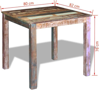 Small Dining Table 32.3 x 31.5 x 29.9 in Solid Reclaimed Wood Rectangular Vintage Kitchen Table Seats 4 Compact Rustic for Dining Room Small Spaces Apartment