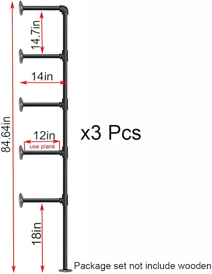 (14“Deep,3pcs)Industrial Retro Wall Mount Iron Pipe Shelf,DIY Open Bookshelf,Hung Bracket,Home Improvement Kitchen Shelves,Tool Utility Shelves, Office Shelves, Bookshelves and bookcases