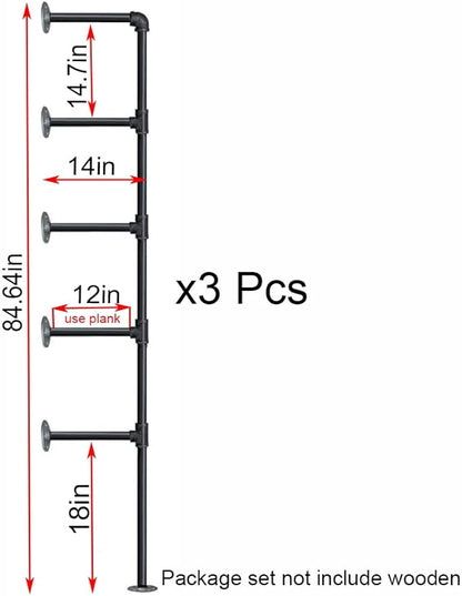 (14“Deep,3pcs)Industrial Retro Wall Mount Iron Pipe Shelf,DIY Open Bookshelf,Hung Bracket,Home Improvement Kitchen Shelves,Tool Utility Shelves, Office Shelves, Bookshelves and bookcases