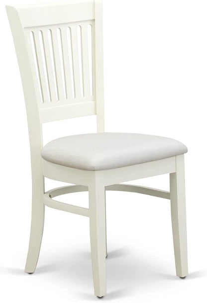 East West Furniture VAC-LWH-C Vancouver Dining Room Chairs - Linen Fabric Upholstered Wooden Chairs, Set of 2, Linen White