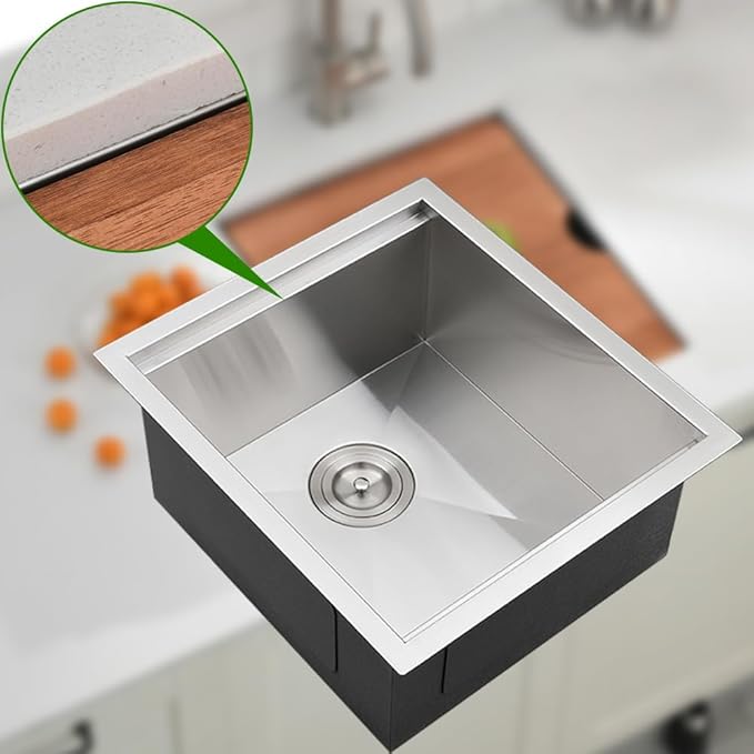 17 inch Undermount Stainless Steel Bar Sink, Swift Horse 17"x19"x9” 16Gauge Stainless Steel Undermount Workstation Kitchen Bar Sinks
