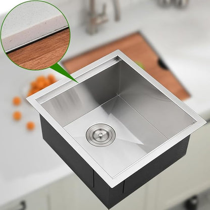 17 inch Undermount Stainless Steel Bar Sink, Swift Horse 17"x19"x9” 16Gauge Stainless Steel Undermount Workstation Kitchen Bar Sinks