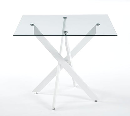 Square Glass Dining Table,Glass Dining Room Table with Metal Legs, Modern Glass Kitchen Table for Home, Kitchen, Dining Room