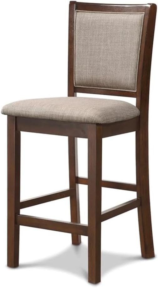 New Classic Furniture Amy Kitchen Counter Island Dining Table for 4 with Storage Shelf & USB Chargers, Traditional Brown Cherry
