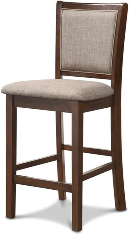 New Classic Furniture Amy Kitchen Counter Island Dining Table for 4 with Storage Shelf & USB Chargers, Traditional Brown Cherry