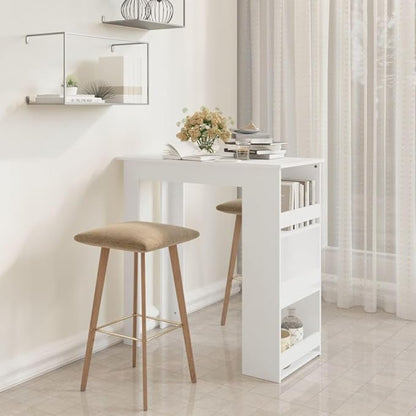 Modern Rectangular Bar Table, White Engineered Wood Pub Table for Home Kitchen, 40.2 in L x 19.7 in W x 40.7 in H High Dining Table with Storage Shelves