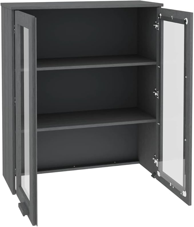 HAMAR Highboard Top, Dark Gray Solid Pinewood, 33.5"x13.8"x39.4", Sideboard Storage with Glass Doors, Durable Kitchen Furniture