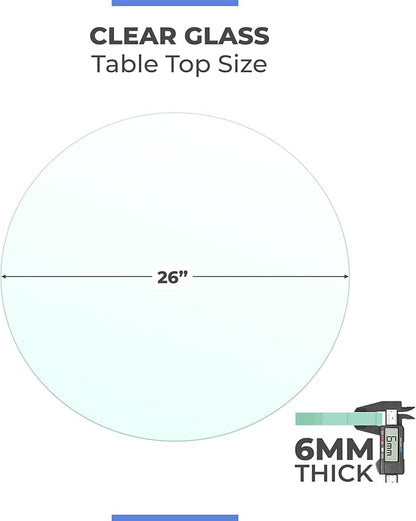 26 Inch Round Clear Tempered Glass Table Top with 1/2" Thick Polished Edges for Dining, Coffee Table, or Office Use by Fab Glass and Mirror