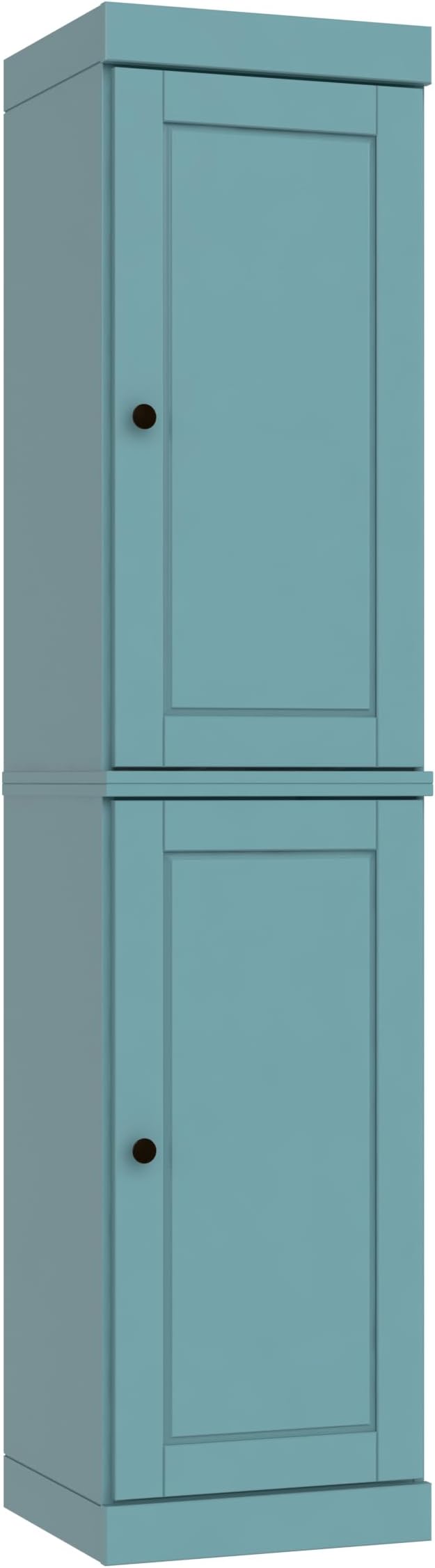 Palace Imports Solid Wood Kitchen Pantry - Narrow Storage Cabinet - Raised Panel Doors, Adjustable Shelves, Aqua, 16.5" Wide x 71.5" Tall, 100% Eco-Friendly Wood, Modular Pantry Cabinet Systems