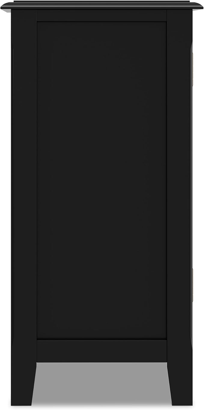 SIMPLIHOME Burlington Storage Cabinet - 30 inch Wide Solid Wood 2 Door Low Storage Unit in Black, Transitional Accent Cabinet for Living Room or Entryway with Adjustable Shelves