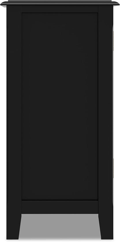 SIMPLIHOME Burlington Storage Cabinet - 30 inch Wide Solid Wood 2 Door Low Storage Unit in Black, Transitional Accent Cabinet for Living Room or Entryway with Adjustable Shelves