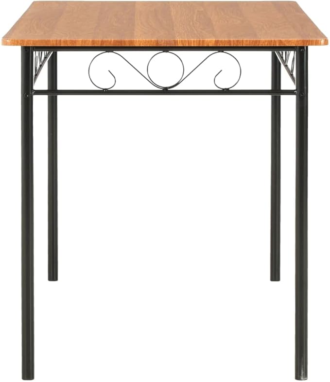 Sturdy Rectangular Dining Table Brown MDF Top Black Steel Frame Modern Industrial Kitchen Furniture for Dining Room Wood Dinner Piece Family Meals Easy Assembly 47.2" L x 27.6" W