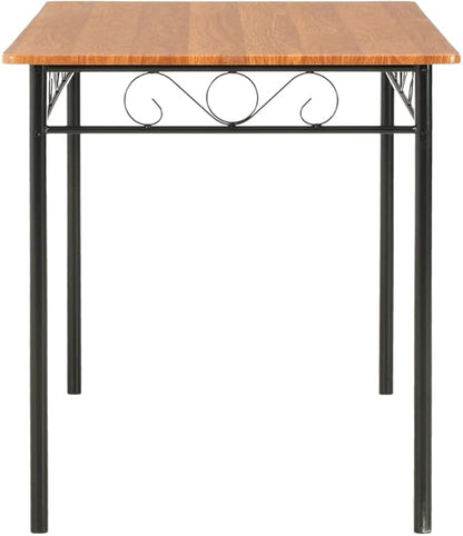 Sturdy Rectangular Dining Table Brown MDF Top Black Steel Frame Modern Industrial Kitchen Furniture for Dining Room Wood Dinner Piece Family Meals Easy Assembly 47.2" L x 27.6" W