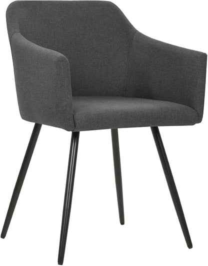 Modern Farmhouse Dining Chairs 2 Pack Dark Gray Fabric with Metal Frame and Armrests for Kitchen Dining Room Furniture