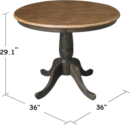 HomeStock Island Interiors 36-in Round Top Pedestal Table with Butcher Block Surface Dining Height, Solid Parawood, 29.1-InH, Pedestal Base with 4 Feet for Maximum Support, Ready to Assemble