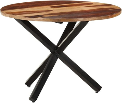 Dining Table,Round dining table,writing desk, computer desk, balcony table,for home, restaurant, bar, pub, bistro, coffee shop, kitchen island , 39.3"x39.3"x29.5" Acacia Wood with Sheesham Finish