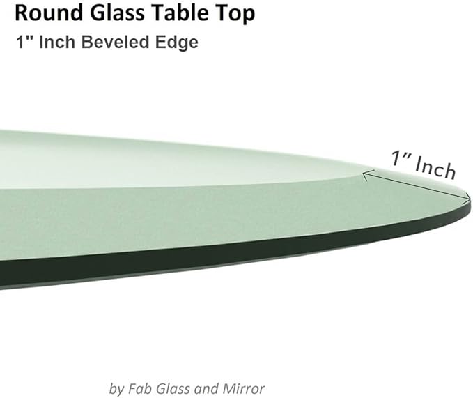 22 Inch Round Tempered Beveled Polished Edge Glass Table Top -1/2” Thick Round Glass Table Top–Heavy Duty, Dining, Coffee, and Office Tables by Fab Glass and Mirror