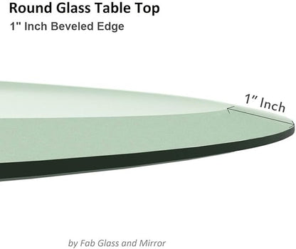 12" Inch Round Glass Table Top 1/2" Thick Tempered Beveled Edge by Fab Glass and Mirror