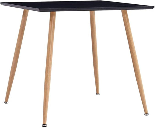 Square Black Dining Table 31.7"x31.7" Oak Accent MDF Top Modern Small Kitchen Table Seats 4, Matte Matte Finish Easy Assembly for Apartment Dining Room and Studio