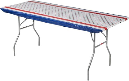 Kwik-Covers 6' Rectangle Plastic Table Covers 30" x 72", Bundle of 5 (Patriotic)