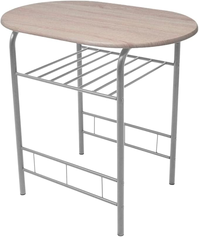 Modern Bar Table Set with Stools Silver MDF and Iron Rectangular Kitchen Dining Set for 2 Compact Space Saving Design Matte Finish