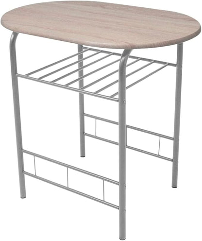 Modern Bar Table Set with Stools Silver MDF and Iron Rectangular Kitchen Dining Set for 2 Compact Space Saving Design Matte Finish