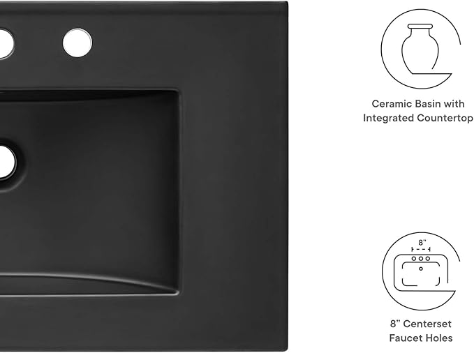 Modway EEI-5070-BLK Cayman 30" Bathroom Sink, Black
