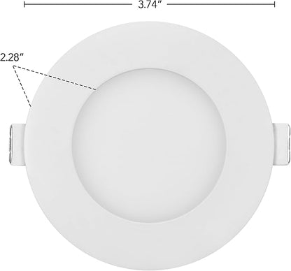 Maxxima 3 in. 2 Hour Fire Rated Ultra Thin LED Downlight, Slim Recessed Canless Light, IC Rated, 600 Lumens, 5 Color Temperature Selectable 2700K/3000K/3500K/4000K/5000K, Dimmable, J-Box Included