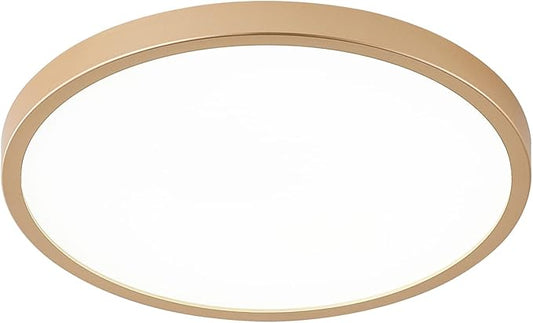 Gold LED Flush Mount Ceiling Light Fixture, 12inch 28W 5000k Daylight LED Ceiling Light, Ultra Slim Flush Mount for Bedroom, Living Room, Dining Room, Kitchen, Hallway
